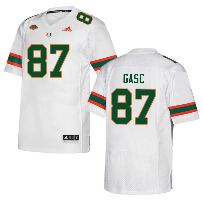 Men #87 Matias Gasc Miami Hurricanes College Football Jerseys Sale-White